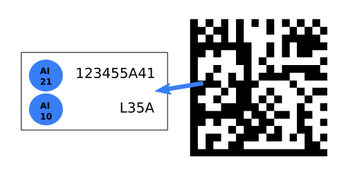 reading application identifier from datamatrix code