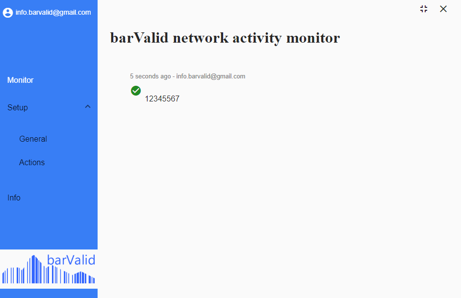 Der Monitor zeigt den empfangenen Barcode