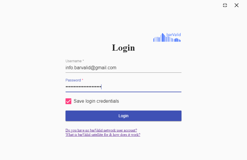 login to barValid network